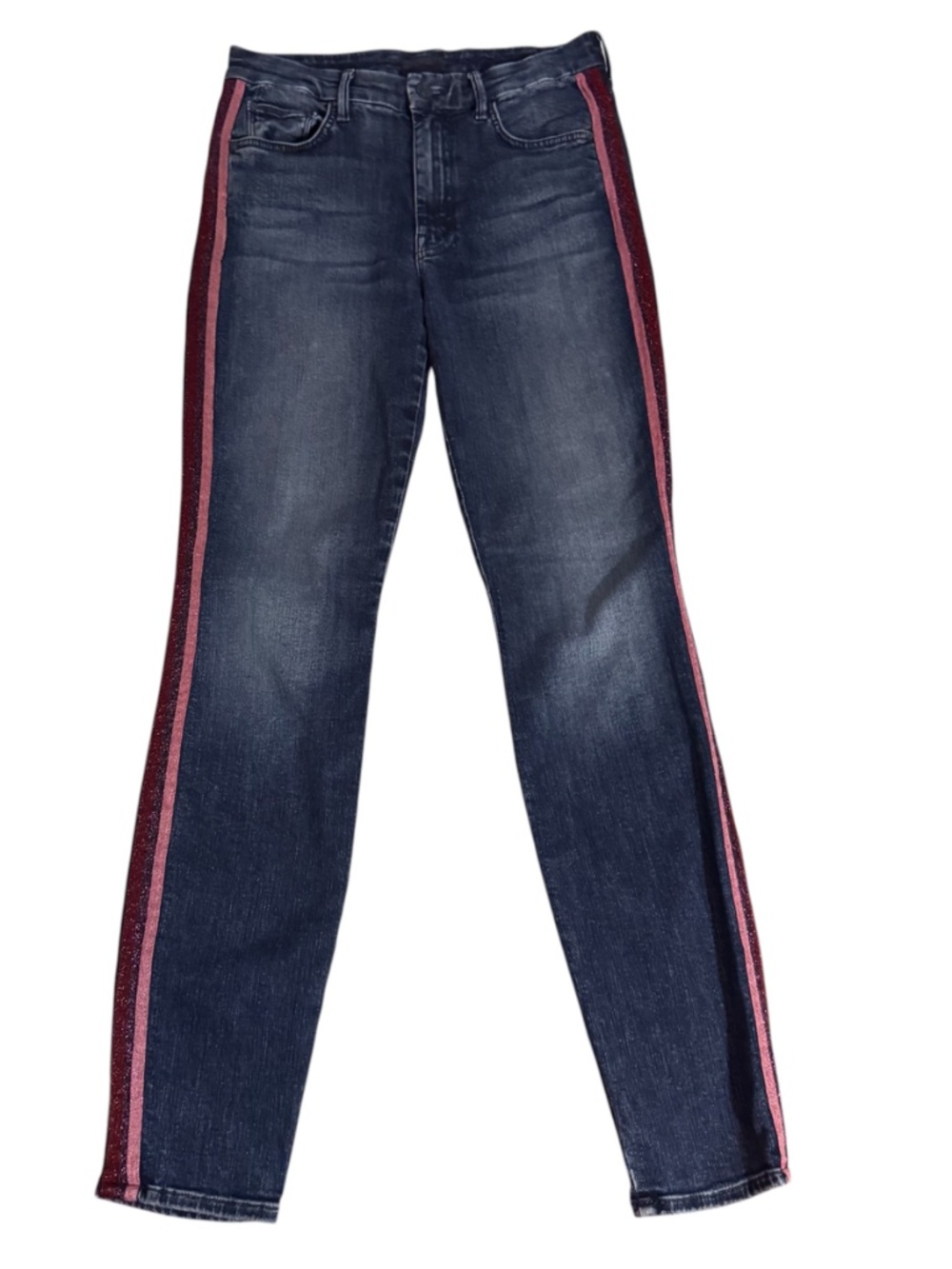 Mother Size 28 High Waisted Looker Here Kitty Kitty Glitter Racer Jeans Skinny